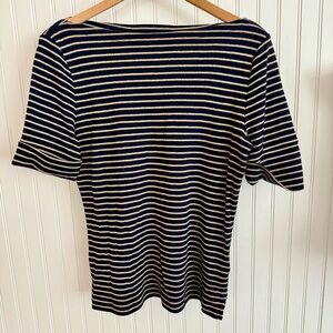 Ralph Lauren Blue and Gold Striped Tee Size PM with metallic stripes